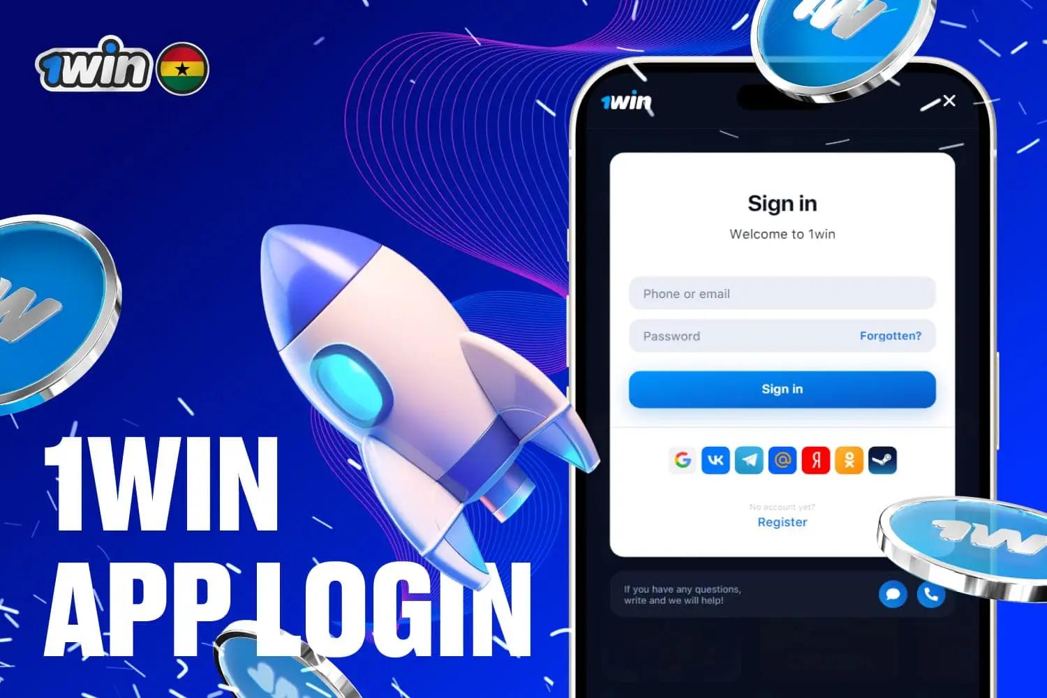 1win app login screen adapted for mobile devices