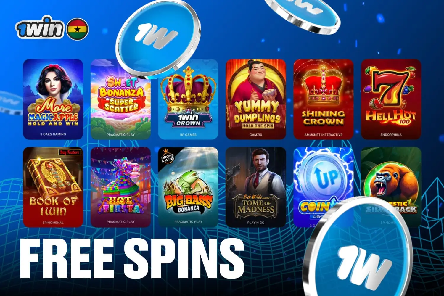 1win offers free spins among other bonuses