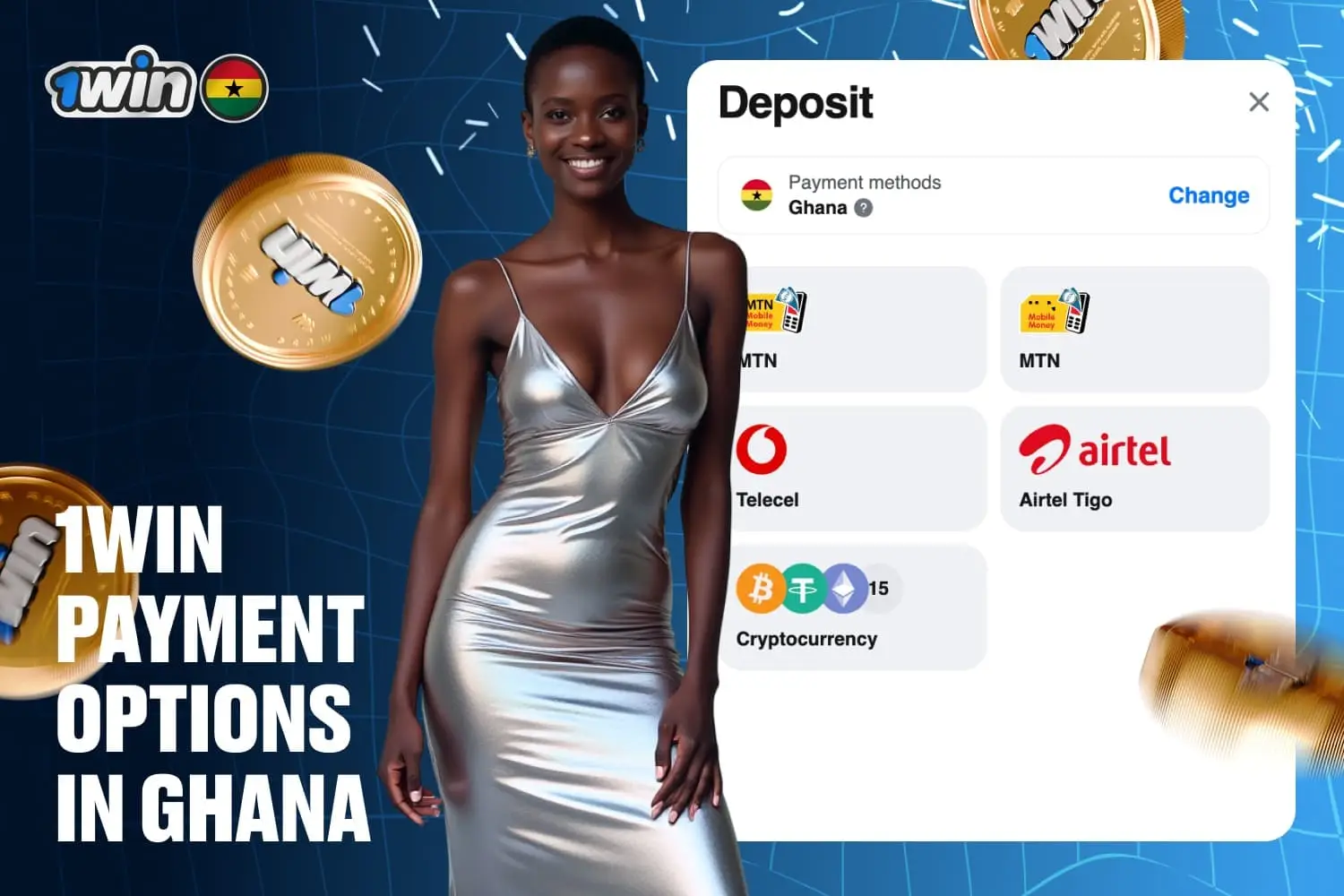 1win payment options in Ghana